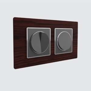Quartz grey elena switch with teak wood plate